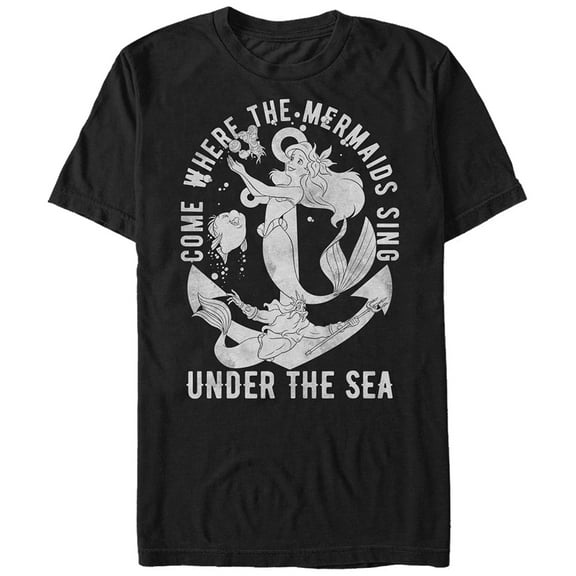 Men's The Little Mermaid Ariel Under the Sea  Graphic Tee Black X Large