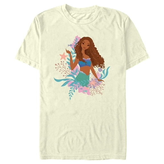 Men's The Little Mermaid Ariel Wave Graphic Tee Beige 3X Large