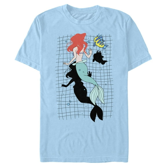 Men's The Little Mermaid Ariel and Flounder Swimming Shadows  Graphic T-Shirt
