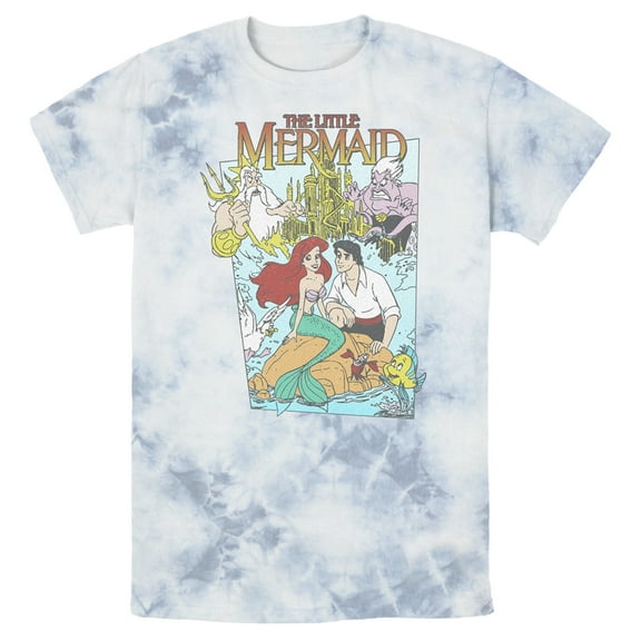 Men's The Little Mermaid Ariel and the whole crew  Graphic Tee Tie Dye Large