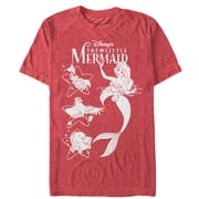 Mens The Little Mermaid Ariels Pals Graphic Tee Red Heather 2X Large