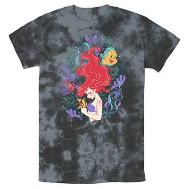 Men's The Little Mermaid Artistic Underwater Ariel  Graphic Tee Tie Dye 2X Large