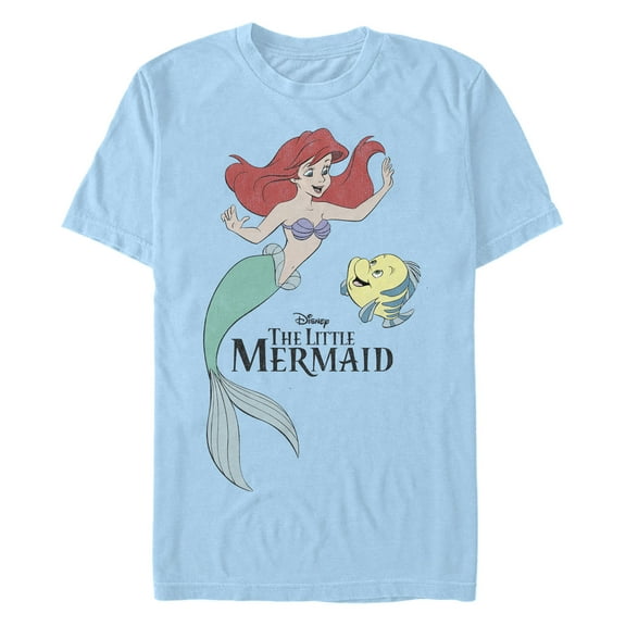 Men's The Little Mermaid Distressed Ariel and Flounder Friends Graphic T-Shirt