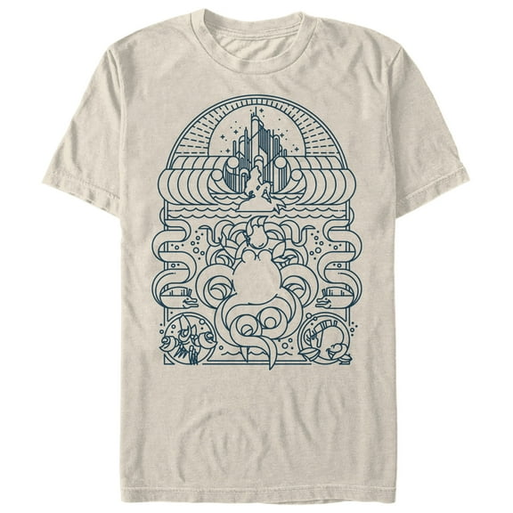 Men's The Little Mermaid Nautical Lines Graphic Tee Cream Small