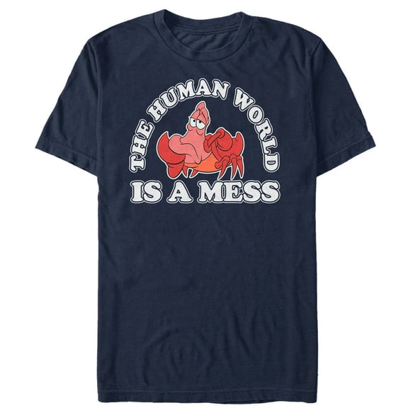 Men's The Little Mermaid Sebastian Mess Graphic Tee Navy Blue Large