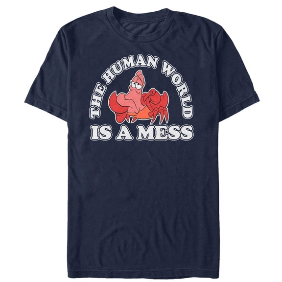 Men's The Little Mermaid Sebastian Mess Graphic Tee Navy Blue Small