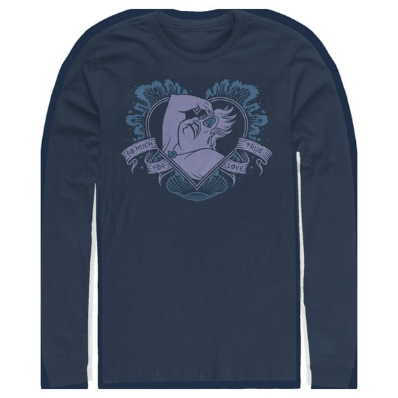 Men's The Little Mermaid Ursula So Much For True Love Heart Long Sleeve Shirt Navy Blue 2X Large