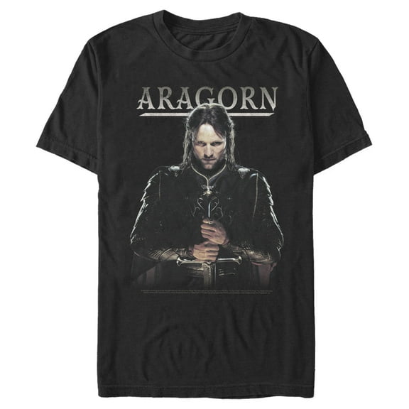 Men's The Lord of the Rings Fellowship of the Ring Aragorn Sword  Graphic Tee Black Medium