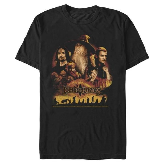 Men's The Lord of the Rings Fellowship of the Ring Character Poster Graphic Tee Black Small