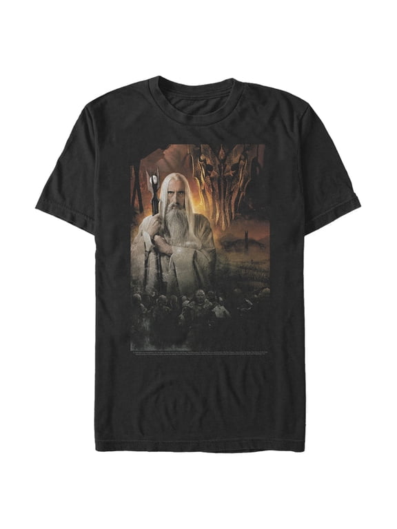 Men's The Lord of the Rings Fellowship of the Ring Evil Saruman Graphic Tee Black Large