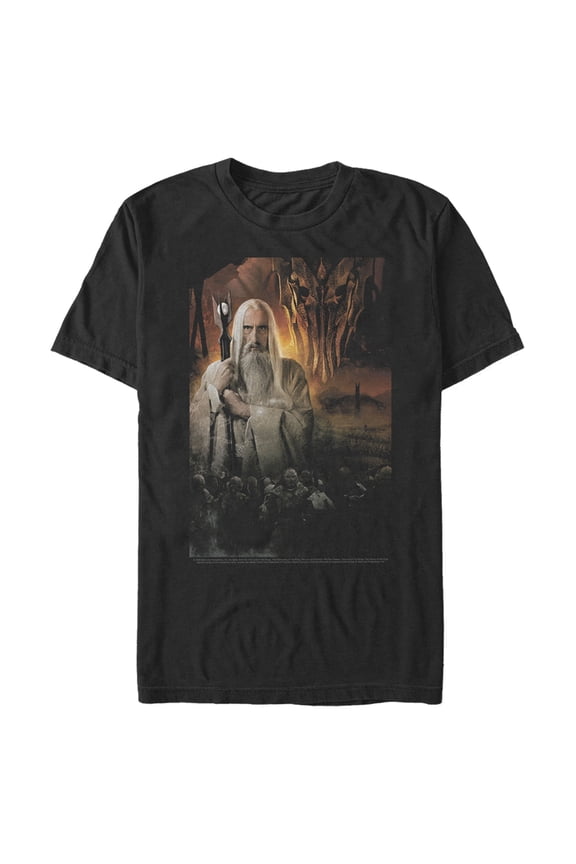 Men's The Lord of the Rings Fellowship of the Ring Evil Saruman Graphic Tee Black Large