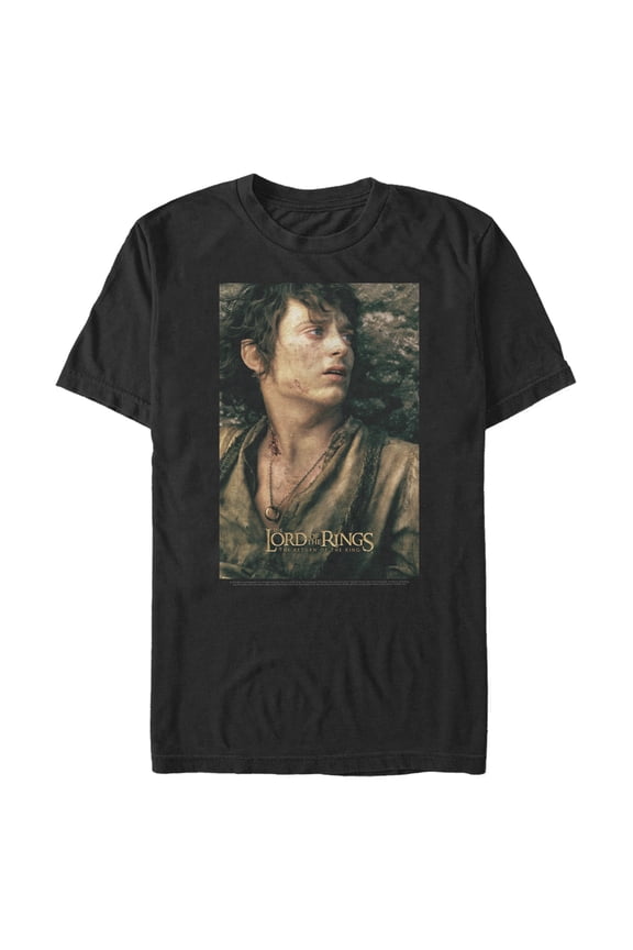 Men's The Lord of the Rings Fellowship of the Ring Frodo Logo Graphic Tee Black Small