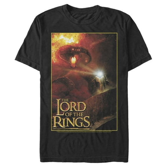 Men's The Lord of the Rings Fellowship of the Ring Gandalf and the Balrog  Graphic Tee Black Small