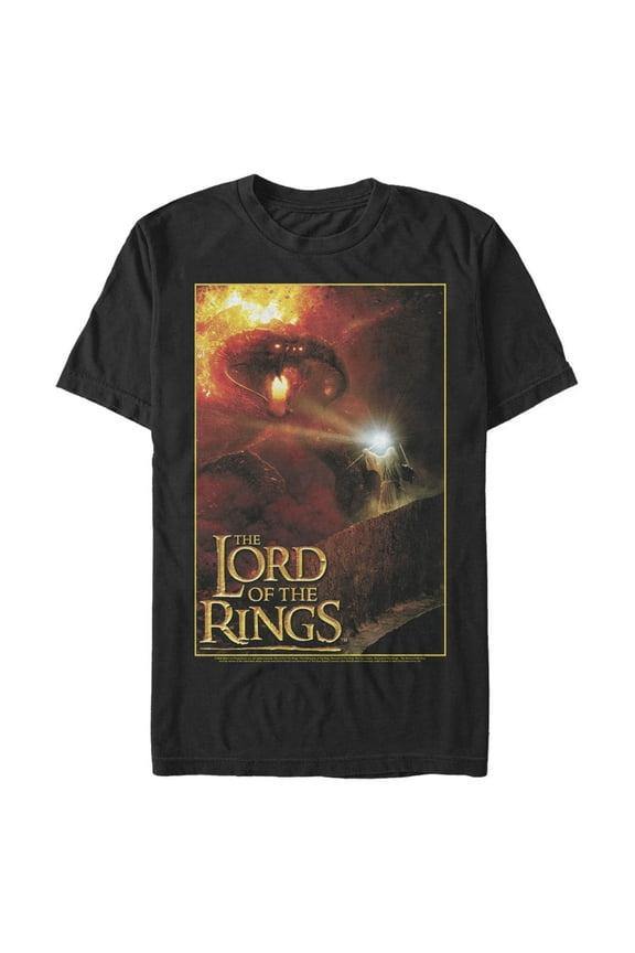 Men's The Lord of the Rings Fellowship of the Ring Gandalf and the Balrog Graphic Tee Black X Large