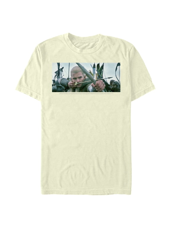 Men's The Lord of the Rings Fellowship of the Ring Legolas Bow and Arrow Graphic Tee Beige 2X Large
