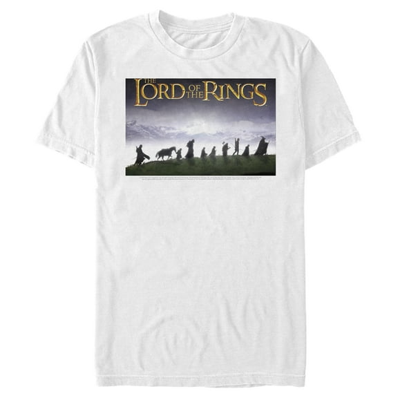 Men's The Lord of the Rings Fellowship of the Ring Movie Poster  Graphic Tee White Medium
