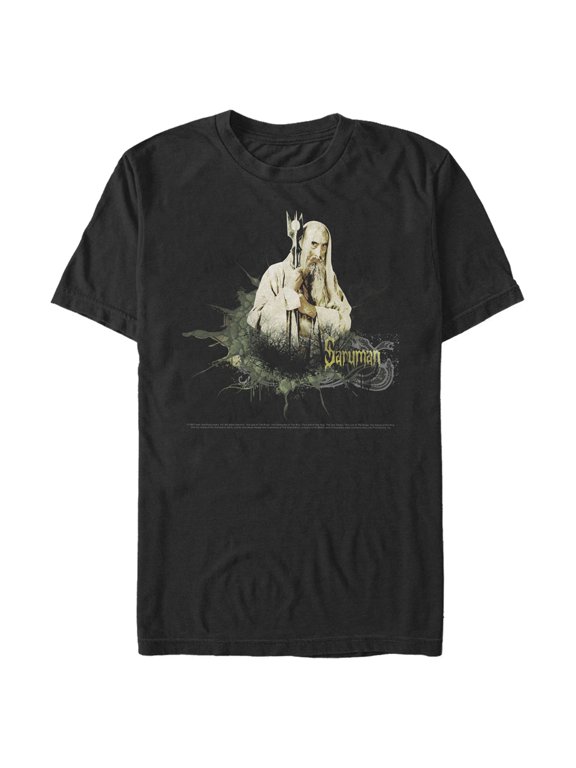 Men's The Lord of the Rings Fellowship of the Ring Saruman Paint Splatter Graphic Tee Black Large