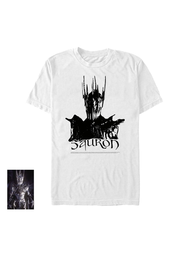 Men's The Lord of the Rings Fellowship of the Ring Sauron Black and White Graphic Tee White 3X Large