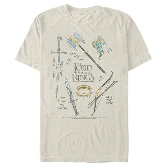 Men's The Lord of the Rings Fellowship of the Ring You Have My Sword and My Bow and My Axe Graphic Tee Beige 3X Large