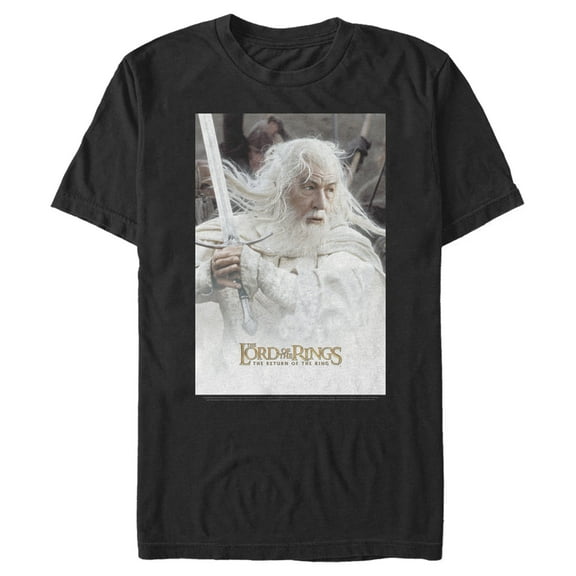 Men's The Lord of the Rings Return of the King Gandalf Movie Poster  Graphic Tee Black Large