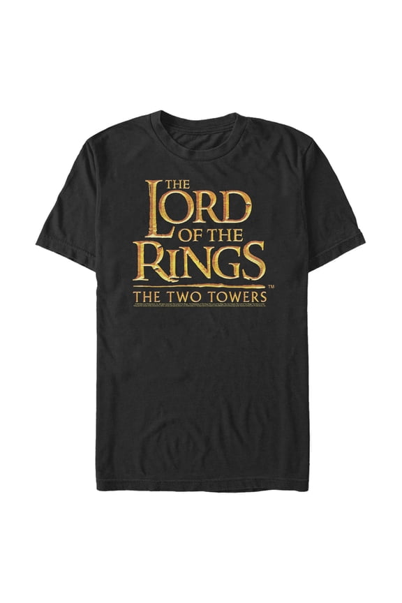 Men's The Lord of the Rings Two Towers Large Logo Graphic Tee Black Small