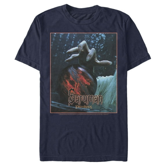 Men's The Lord of the Rings Two Towers Saruman Wicked Hand Graphic Tee Navy Blue Large