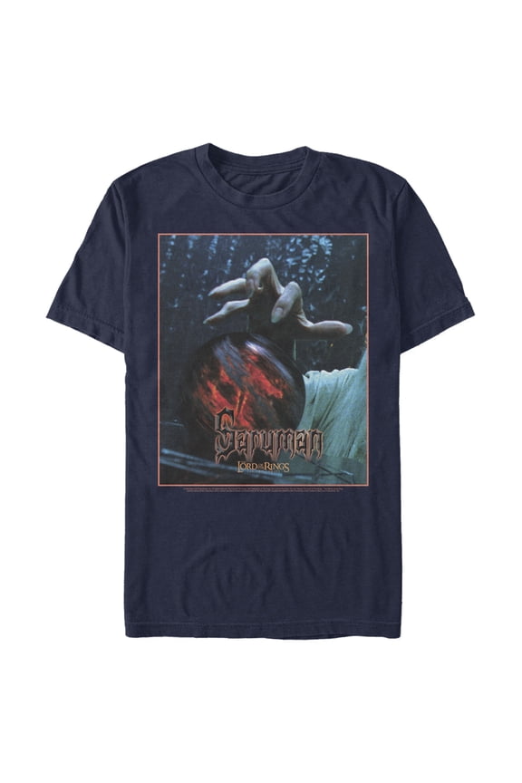 Men's The Lord of the Rings Two Towers Saruman Wicked Hand  Graphic Tee Navy Blue Medium