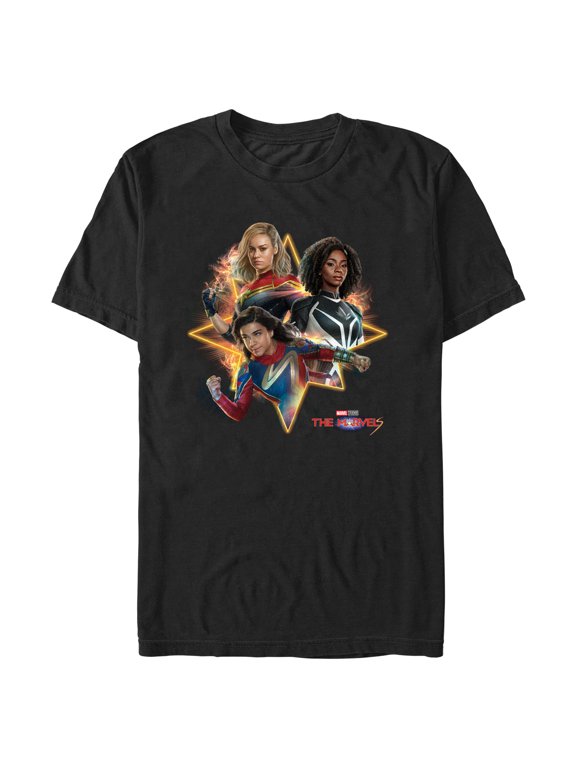 Men's The Marvels Action Poses Graphic Tee Black 3X Large