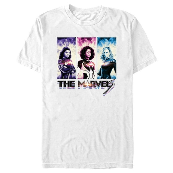 Men's The Marvels Hero Portraits  Graphic Tee White Large