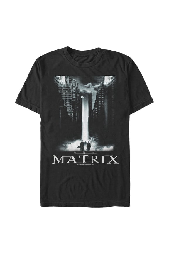 Men's The Matrix Cityscape Poster Graphic Tee Black X Large