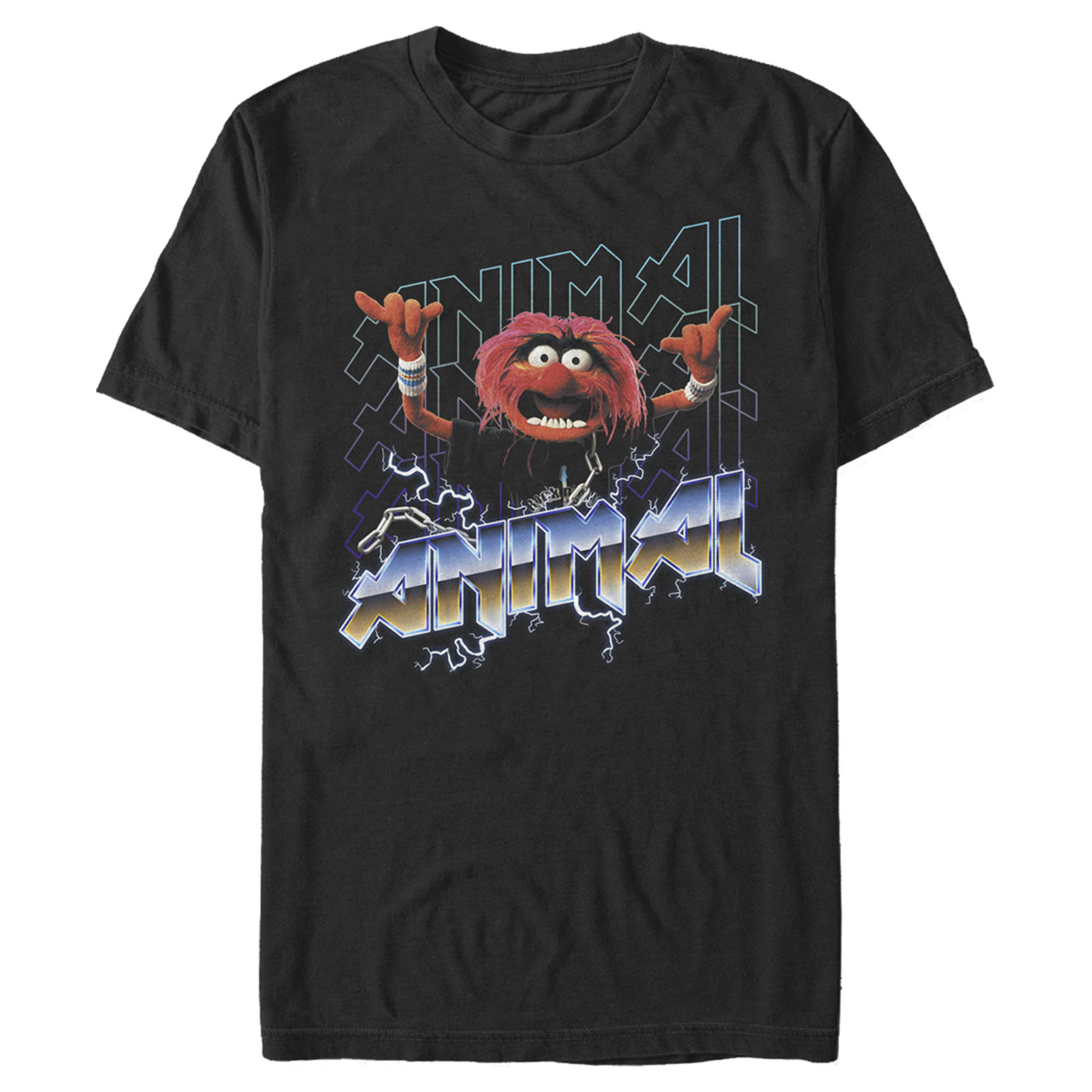 Men's The Muppets Animal Metal  Graphic Tee Black Large Tall - image 1 of 3