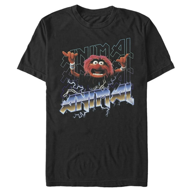 Men's The Muppets Animal Metal  Graphic Tee Black Large Tall