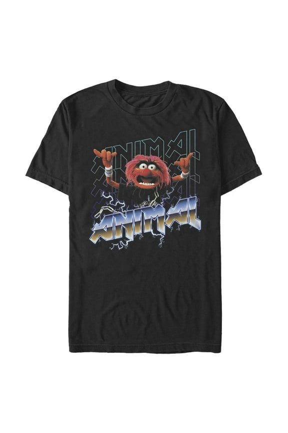 Men's The Muppets Animal Metal Graphic Tee Black X Large