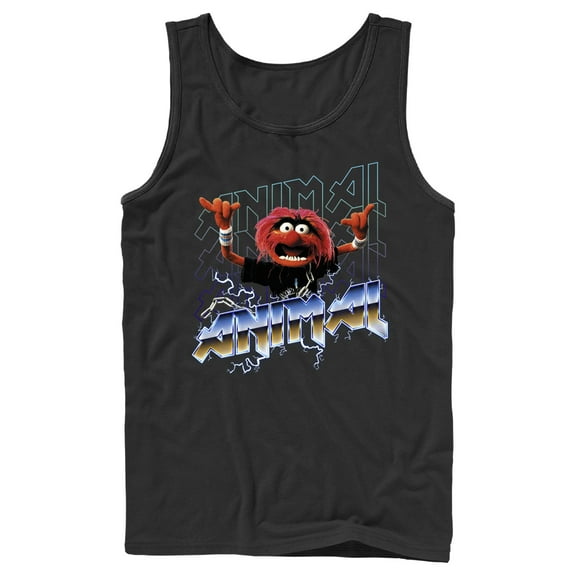 Men's The Muppets Animal Metal Tank Top Black Large