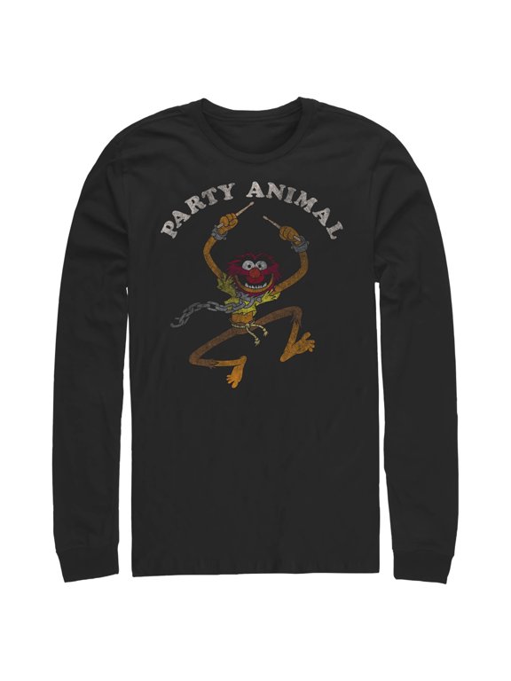 Men's The Muppets Animal Party Long Sleeve Shirt Black Medium