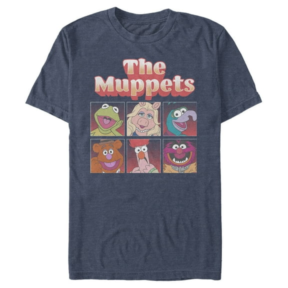 Men's The Muppets Boxed Characters Graphic Tee Navy Blue Heather Large
