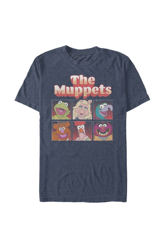 Men's The Muppets Boxed Characters Graphic Tee Navy Blue Heather Large