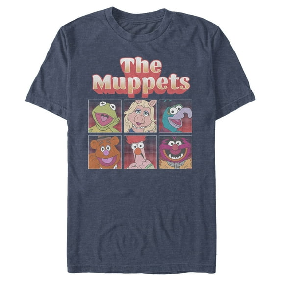 Men's The Muppets Boxed Characters Graphic Tee Navy Blue Heather Medium