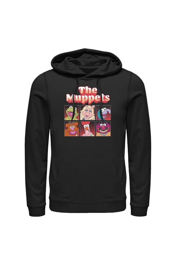 Men's The Muppets Boxed Characters Pull Over Hoodie Black Large