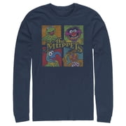Mens The Muppets Character Panels Long Sleeve Shirt Navy Blue 2X Large