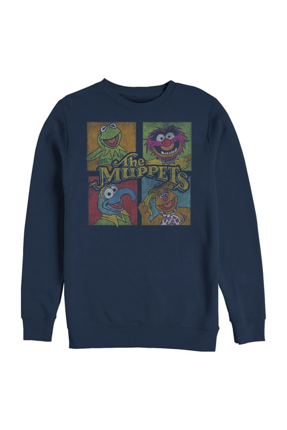 Men's The Muppets Character Panels Sweatshirt Navy Blue 2X Large