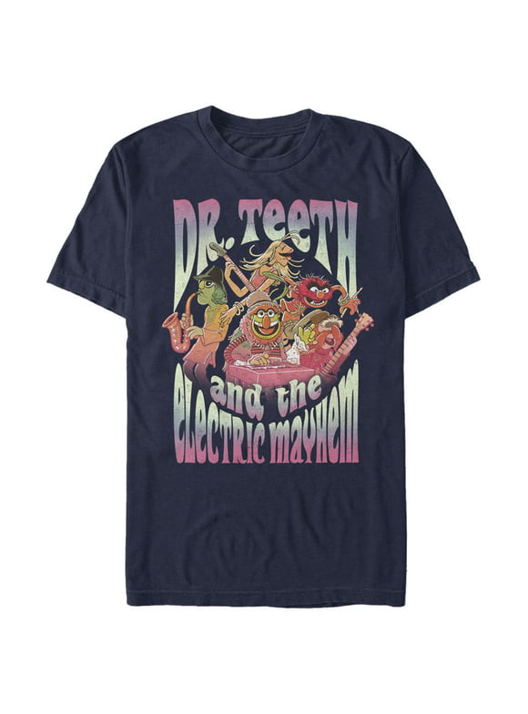 Men's The Muppets Dr. Teeth and The Electric Mayhem  Graphic Tee Navy Blue 3X Large