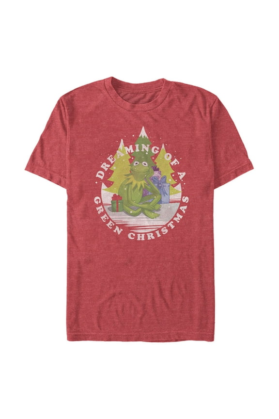 Men's The Muppets Dreaming of a Green Christmas Graphic Tee Red Heather 2X Large