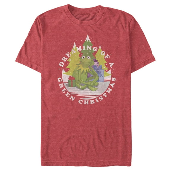 Men's The Muppets Dreaming of a Green Christmas  Graphic Tee Red Heather Medium