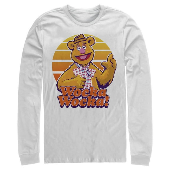 Men's The Muppets Fozzie Retro Bear  Long Sleeve Shirt White Large