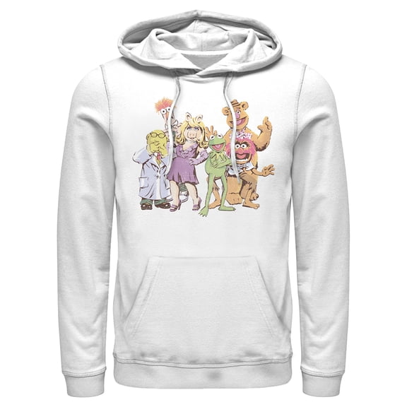 Men's The Muppets Group Shot Pull Over Hoodie White Small