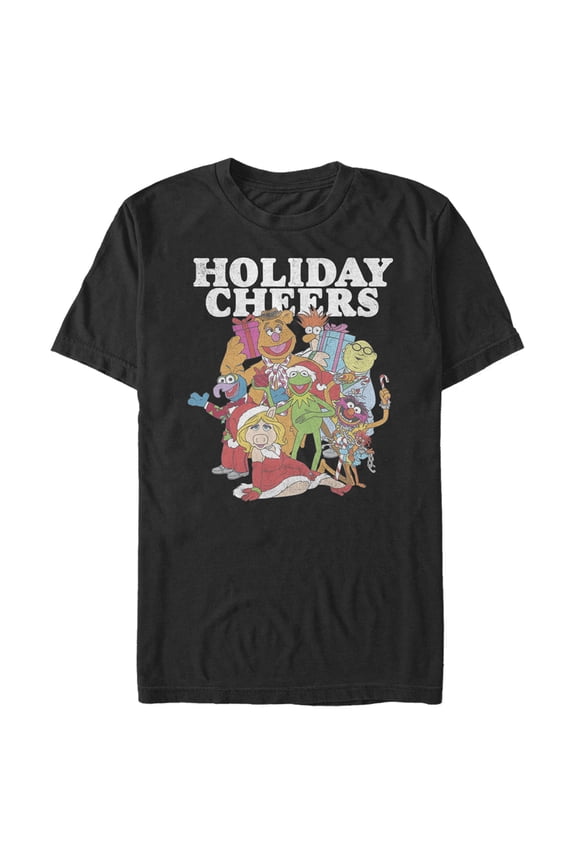 Men's The Muppets Holiday Cheers Graphic Tee Black X Large