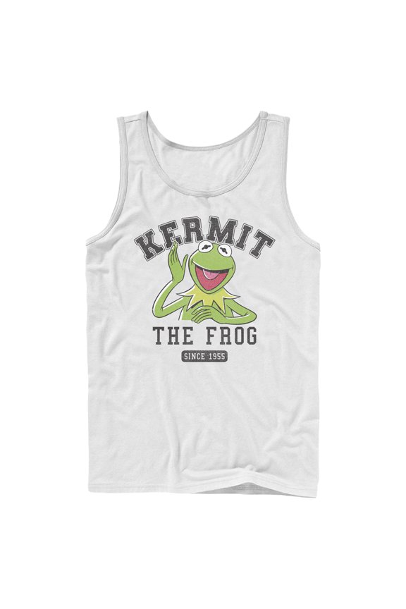 Men's The Muppets Kermit 1955 Collegiate  Tank Top White Large