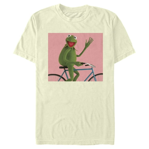 Men's The Muppets Kermit Bike Wave  Graphic Tee Beige X Large