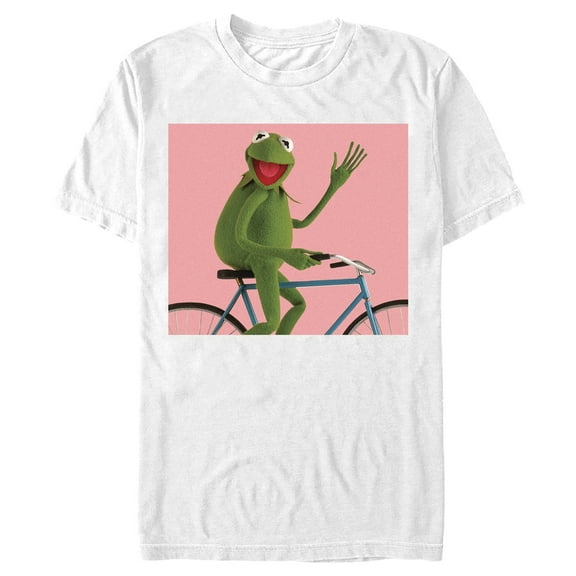 Men's The Muppets Kermit Bike Wave  Graphic Tee White Large